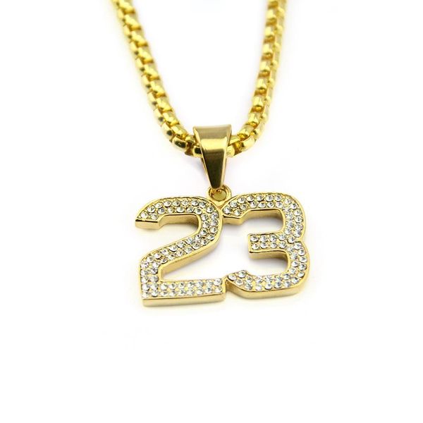 

2020 designer necklace new wave brand hiphop gold-plated diamond pendant necklace 23 digit trendy men and women, Black