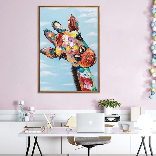 

любопытный жираф животных poster art prints аннотация стены искусства граффити холст картины маслом современные настенные картины для детско