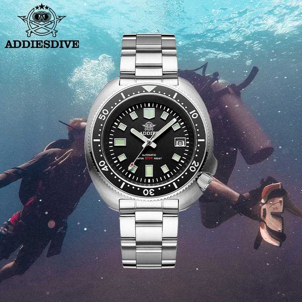 

addies new abalone dive watches men 200m mechanical watch men mechanical watches c3 luminous nh35 sapphire crystal watch, Slivery;brown