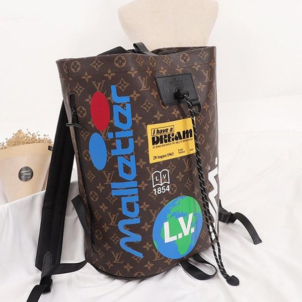 

drop ship vintage classic womens bag luxury designer backpacks women leather drawstring bucket bag large capacity casual travel rucksack