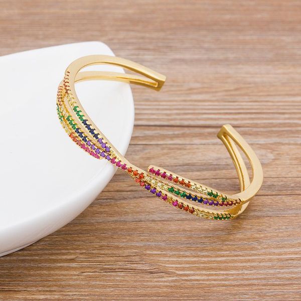 

2020 new fashion luxury cuff bracelets for women colorful rhinestone open bangles fine holiday jewelry party wedding gift, Black