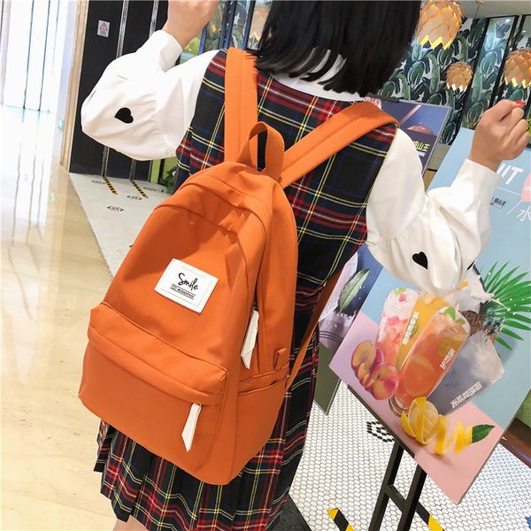 

2020 new solid color women backpack retro fashion waterproof nylon backpack school bags for teenagers mochilas travel backpacks
