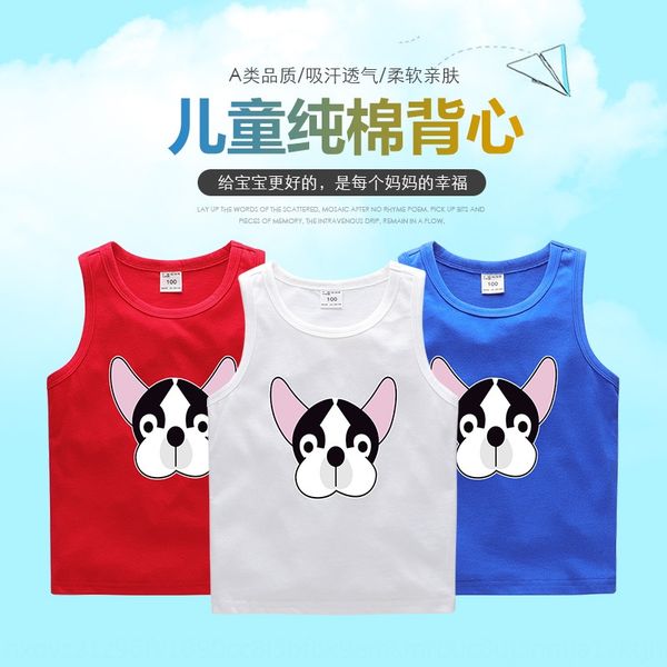 

v9z4w summer boy's vest pure cotton middle-class boy's thin hurdle sleeveless sling clothing children's suspender t-shirt chi, Blue