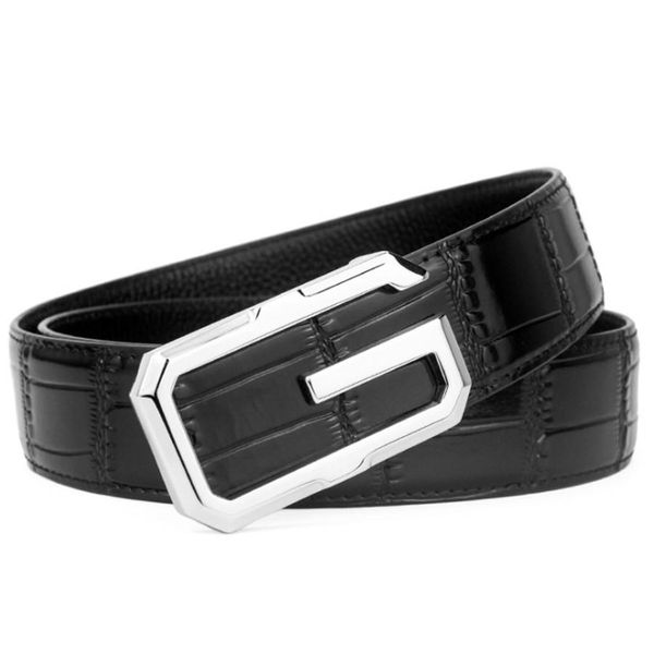 

fashionable brand mens designer belts man luxury belt brand letter smooth buckle belts width 34mm 4 color option, Black;brown