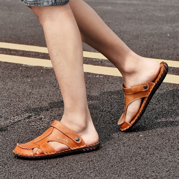 

for male sandalias sandles sandalia summer gladiator piel dress luxury de rubber in italian leather on loop para comfort mens s, Black