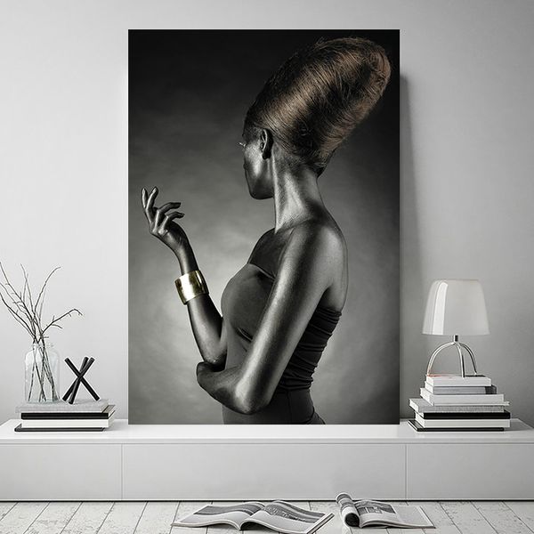 

black woman girl posters and prints canvas painting portrait pictures wall art for living room home decor (no frame