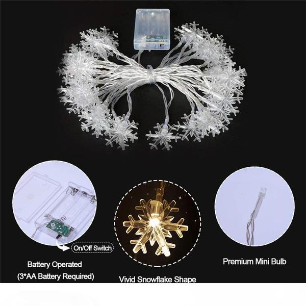 

Snowflake LED Fairy Lights Christmas String Lights 3M 6M 10M Holiday Lighting Battery Operated For Indoor Outdoor Decorations