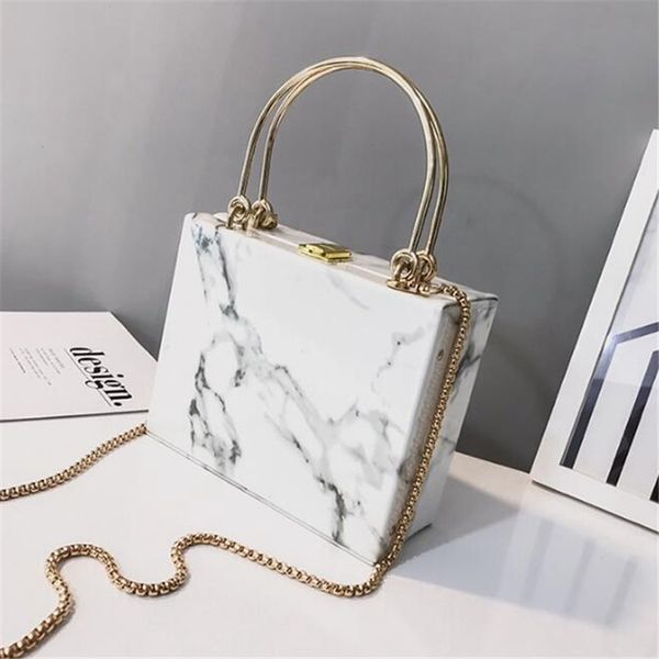 

vintage woman handbag small pu leather bags female fashion imitation marble pattern tote bag shoulder messenger bag with chain