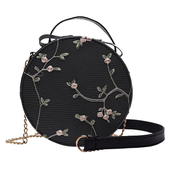 

women round shoulder bags embroidery flower single shoulder bags ladies lace crossbody bag messenger bag bolsa mujer