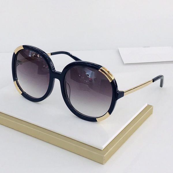

euro-am ale ce5178 model sunglasses for women uv400 60-17-135 plank+gold-metal decorated fashion star round bigrim goggles fullset case
