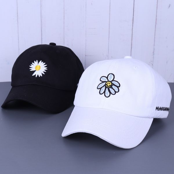 

new ins web celebrity daisies korean gd baseball embroidered baseball cap same men' and women' all-match letter embroidered cap, Blue;gray