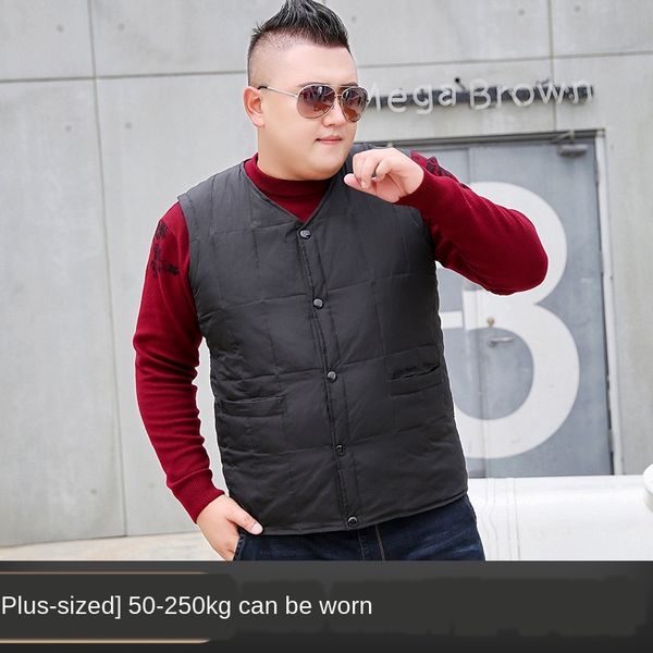 

new listing men's jacket down jacketvest down jacket large size extra large fat plus fat men's middle-aged and elderly wearing ves, Black