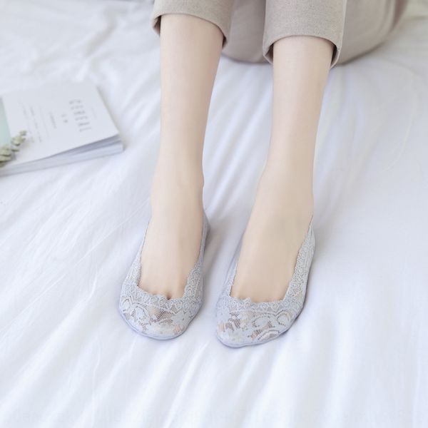 

lace women's shallow ice silk invisible whole circle silicone anti-skid invisible silicone boat boat socks thin women's socks, Pink;yellow