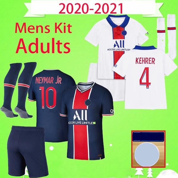 

psg мужской набор с носками 2020 2021 футбола джерси 20 21 взрослого комплект icardi mbappe måns костюма футбол рубашка кавань майо-де-футов, Black