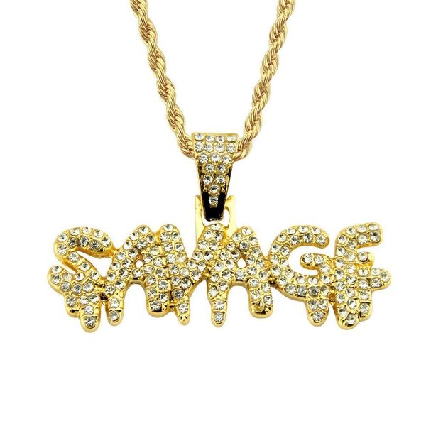 

2020 designer necklace european and american hip hop explosion savage alphabet diamond pendant necklace pendant crowd cool jewelry