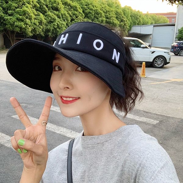 

bwuhb female korean style all-match web celebrity travel big eaves ins fisherman bucket bucket hat empty basin hat sun-proof sunshade t, Blue;gray