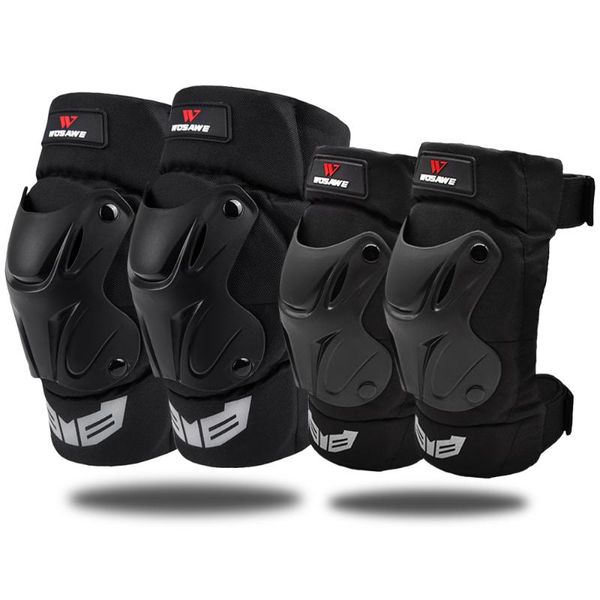 

elbow & knee pads wosawe cycling set motorcycle skateboard brace guards protector bike racing skiing skate protective gear, Black;gray