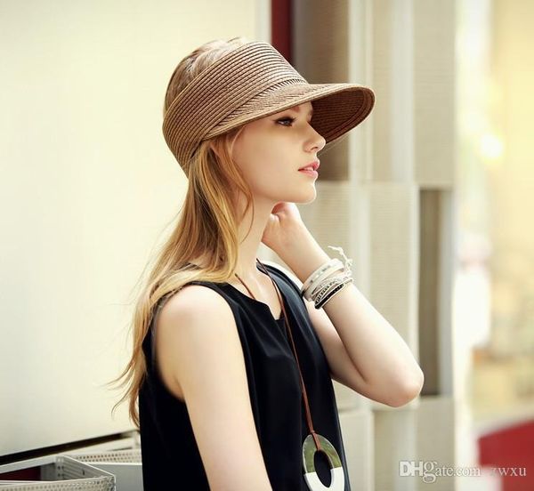 

новый женский головной убор южной кореи топлесс большой краёв шляпу солнца солнцезащитный крем складной вс шляпа летом соломенная шляпа, Blue;gray