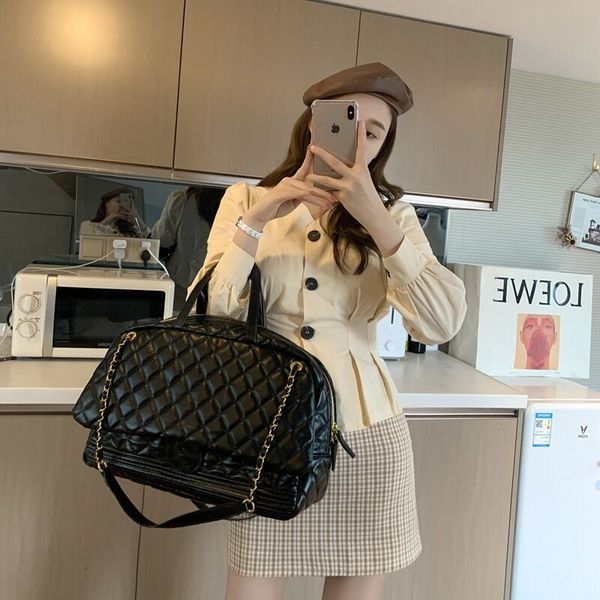 

2020 new high-capacity travel handbag women european and american fashion rhombic chain bag small fragrance single shoulder handbag