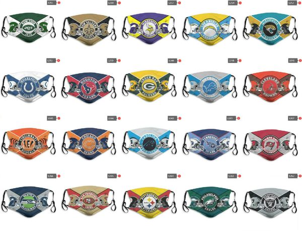 

2020 new luxury fashion designer dust masks all-star rugby team cowboys sf colts broncos las vegas raiders steelers repeatable face mask