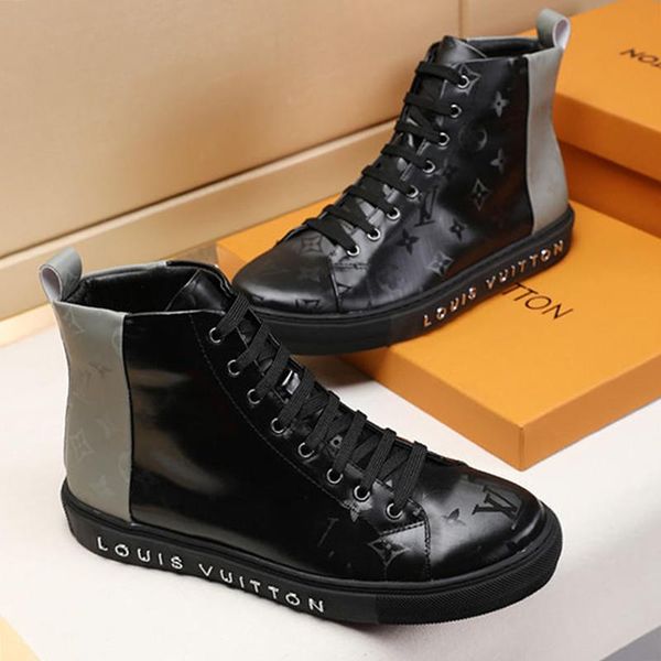 

новая мода обувь для мужчин роскошных открытых платформ zapatos de hombre татуировка тапок ботинки вскользь ботинки mens boots bottes hommes, Black