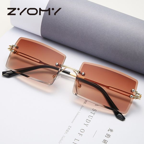 

sunscreen sunglasses decorative accessories rectangle women men fashion eyeware rimless personal glasses alloy glasses, White;black