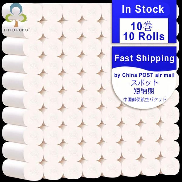 

new quality 10 rolls / batch express toilet paper 4-layer family bathtub roll paper primary wood pulp toilet paper towel roll