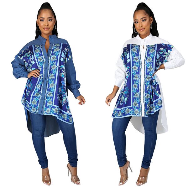 

autumn womens designer shirt dress flora printed irregular stand collar long sleeve mini dress fashion female clothing, Black;gray