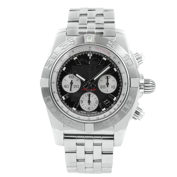 

wholesale black dial steel automatic mens watch 44mm, Slivery;brown