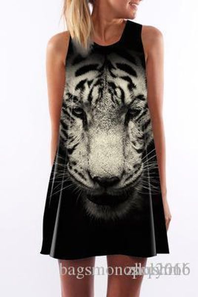 

женщины платья лета шеи экипажа сексуальная sling рукавов hip wrap elegant lady белый тигр печатающая головка юбка casual карандаш платья sz, Black;gray