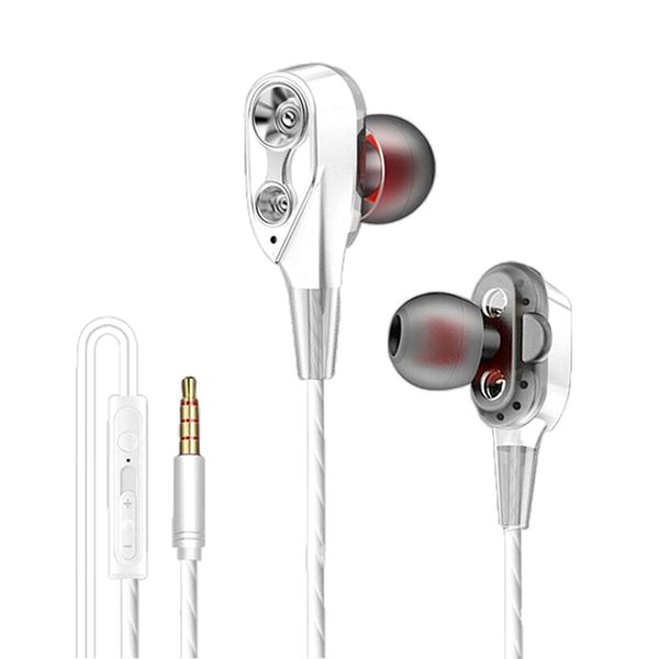 

in-ear earbud headphones dual ynamic driver sound hifi bass sports earphone 3.5mm plug with mic for lap smartphones