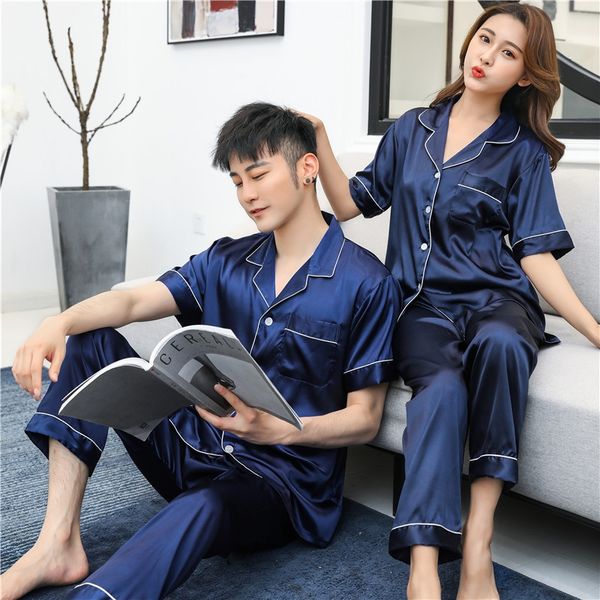 

q5zra пара женщин весной и симуляторы пижамы пижамы осень с длинными рукавами ice шелковый корейский стиль лето мужской милый домашний костю, Black;brown