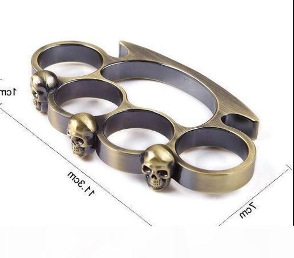 

2018 new edc skull brass knuckle dusters,self defense personal security women's and men's self-defense brass knuckle clutch s, Slivery;golden