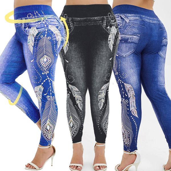 

3d ankle length long light blue jeans denim printed legging women big size 3xl fitness jeggings lace up leggins skinny legins 2020, Black