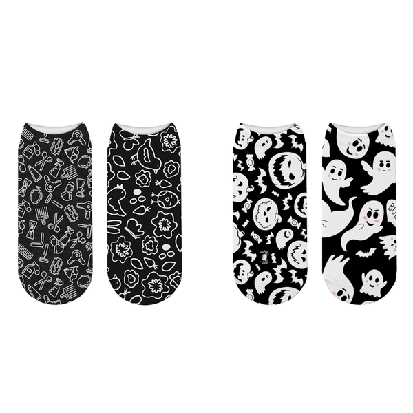 

new fashion 3d printed cute ghost ankle socks men lucky skull ghost skeleton short socks street trend harajuku hip hop, Black