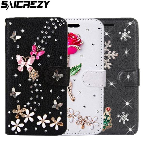 

diamond rose flower wallet leather case redmi 6a 7a 8a note 5 6 7 8 pro 8t luxury bling pu cover for xiaomi play mi a2 mi8 lite