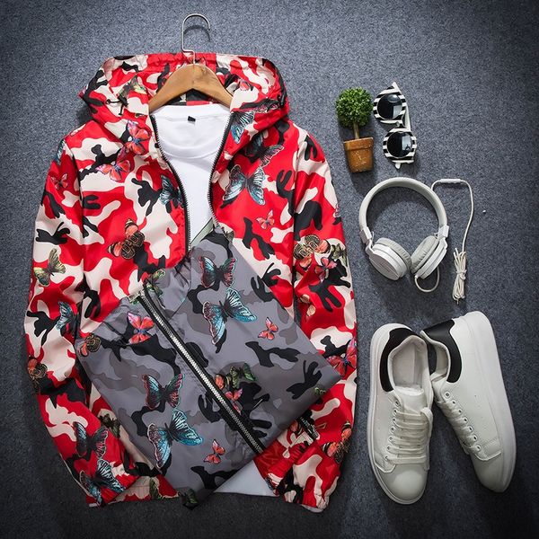 

camouflage windproof coat men's and women's autumn clothing youth slim fashion couple hoodie all-match jacket hoodie jacket, Black;brown