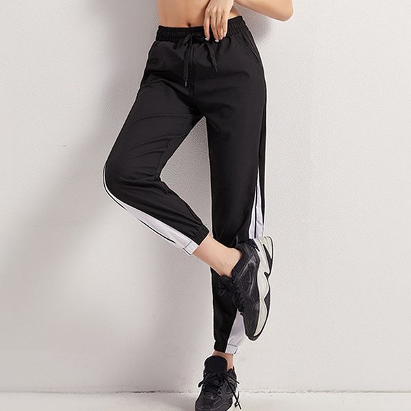 

adisputent sport drawstring waist black jogging pants women 2020 outdoor gym running sportswear loose training pants sweatpants, Black;blue