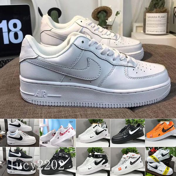 

с коробкой продажа 2019 новый дизайн forces мужчины с низким скейтборд обувь дешевые один унисекс 1 knit euro air high женщины все белый чер, Black