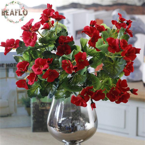 

1pc diy handmade silk artificial flower vivid begonia bouquet for home l party decoration 3 colours
