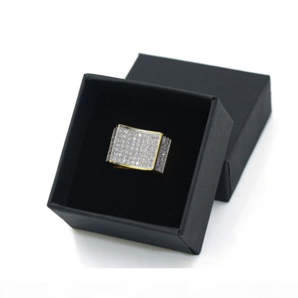 

а 2018 новый стиль cz bling bling ring micro pave цирконий имитация diamonds hip hop кольца, Golden;silver