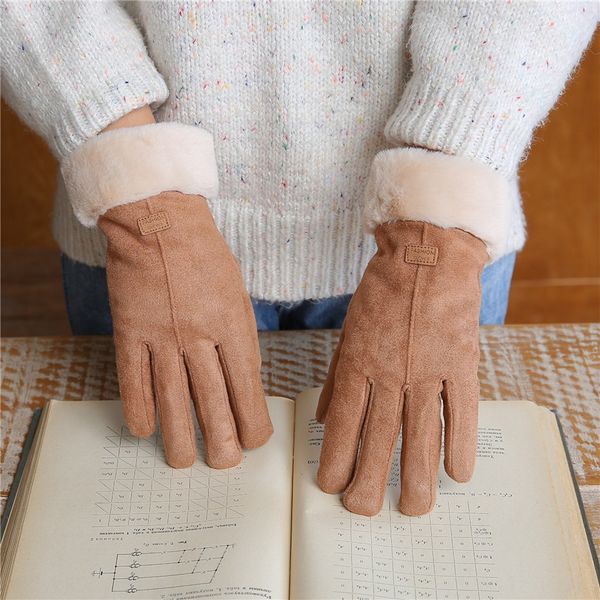 

pure he warm women's winter suede warm bicycle gloves fleece thickened cycling touch screen windproof korean style fluff gloves