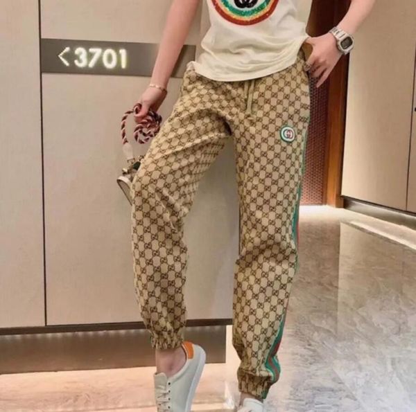 

2020 woman long pants designer loose web celebrity elastic waist retro belted trousers luxury women's fashion casual trousers, Black;white