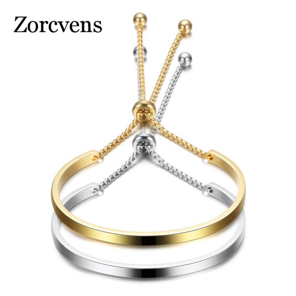 

zorcvens 2020 new fashion gold stainless steel bangle bracelets for women adjustable high polished bracelet wholesale, Black