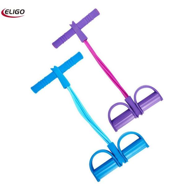 

resistance bands home yoga elastic band pedal exerciser sit-ups rope puller sit-up auxiliary tensioner (red four tubes)