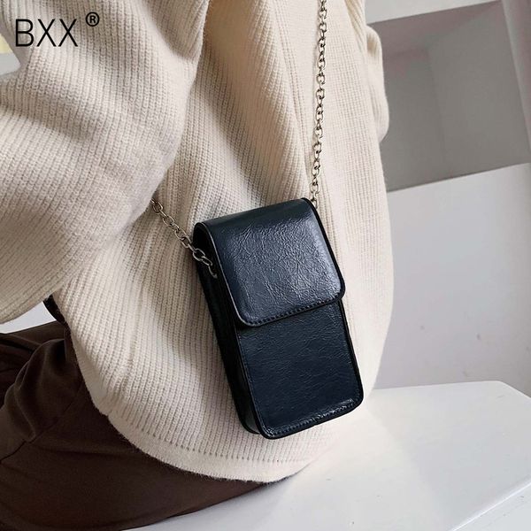 

bxx] solid color pu leather crossbody bags for women 2020 chain shoulder messenger phone bag travel handbags and purse hj542