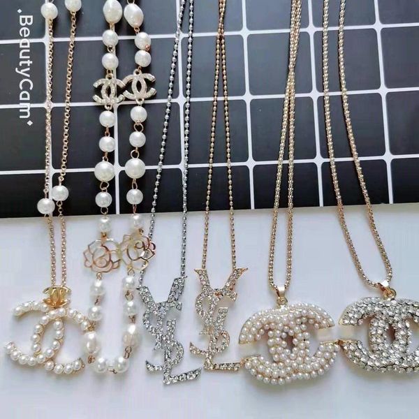 

crystal diamond necklaces pendant necklace letter women necklace lady jewelry gift special offer, Silver