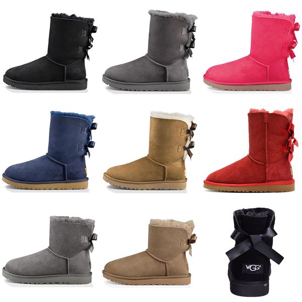 

cheap australia women winter snow boots fashion classic ankle kneel shoes short bow fur bowtie boot booties Chestnut sneakers size 36-41