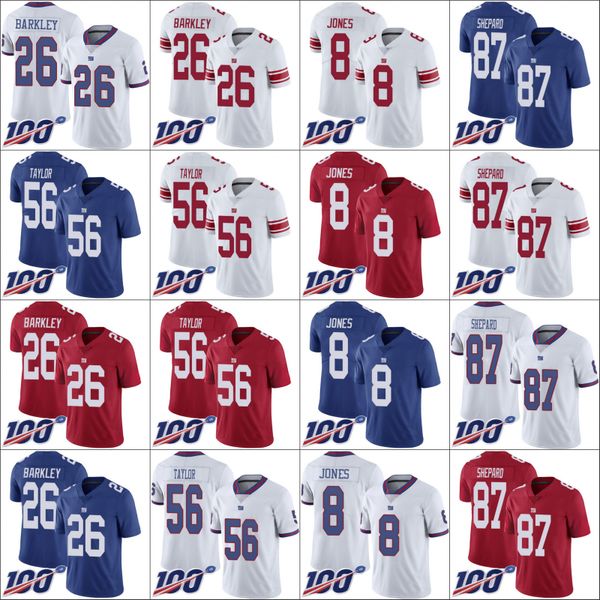 

new york giants men 26 saquon barkley 56 lawrence taylor 8 daniel jones 87 sterling shepard women youth nfl 100th limited jersey, Black;red