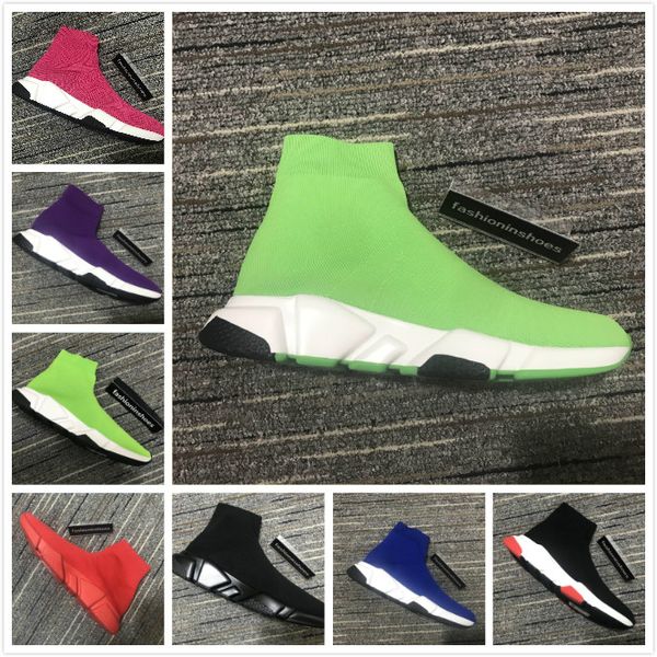 

2021 designer shoes speed mid-trainer sock sneakers boots men elastic speed runner outdoors casual flats shoes 35-45 airtrainer cc women, Black